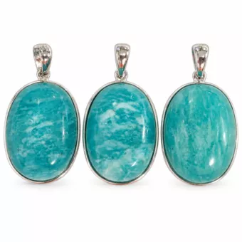 Ciondolo Argento 925 Amazzonite AAA 3 pezzi 10,76g