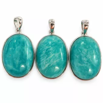 Ciondolo Argento 925 Amazzonite AAA 3 pezzi 10,12g