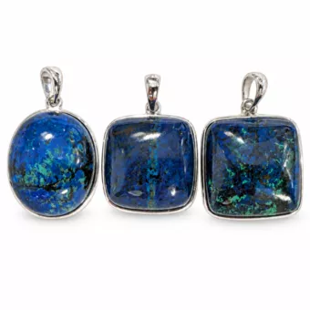 Ciondolo Argento 925 Azzurite Malachite AAA 3 pezzi 15,32g