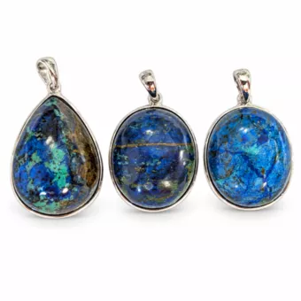 Ciondolo Argento 925 Azurite Malachite AAA 3 pezzi 15,11g