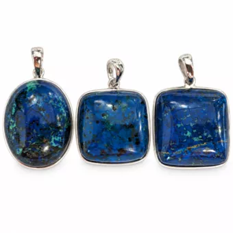 Ciondolo Argento 925 Azzurrite Malachite AAA 3 pezzi 15,85g