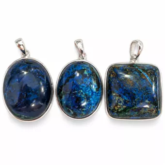 Ciondolo Argento 925 Azzurrite Malachite AAA 3 pezzi 15,2g