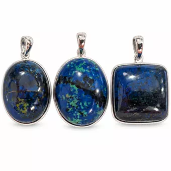 Ciondolo Argento 925 Azzurrite Malachite AAA 3 pezzi 15,36g