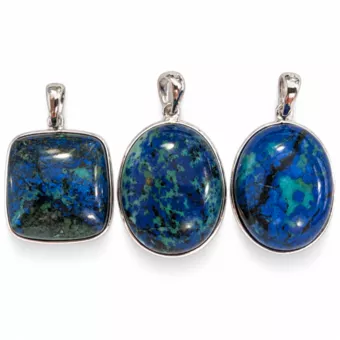 Ciondolo Argento 925 Azurite Malachite AAA 3 pezzi 14 g