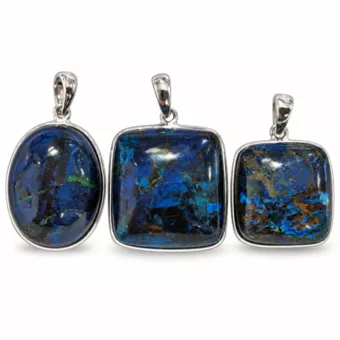 Ciondolo in Argento 925 Azzurrite Malachite AAA 3 pezzi 17,11 g