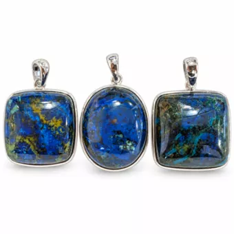 Ciondolo Argento 925 Azzurrite Malachite AAA 3 pezzi 14,35 g