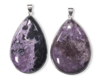 Ciondolo in argento 925 Charoite AA 2 pezzi 24.23g