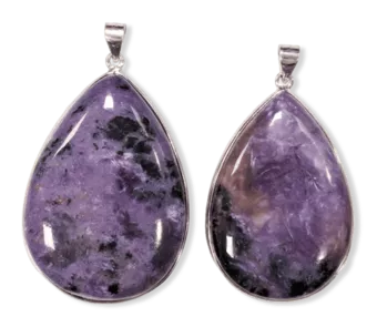 Ciondolo in argento 925 Charoite AA 2 pezzi 23.83g