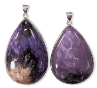Ciondolo in argento 925 Charoite AA 2 pezzi 23.47 g