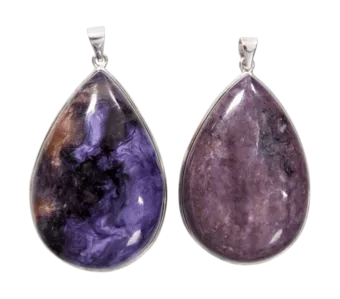 Ciondolo in argento 925 Charoite AA 2 pezzi 24,37 g