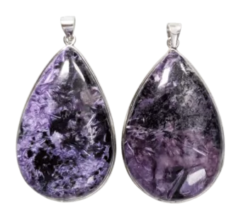Ciondolo in argento 925 Charoite AA 2 pezzi 22,86 g