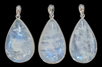 Ciondolo in argento sterling 925 con pietra di luna bianca AAA, 3 pezzi, 11,3 g