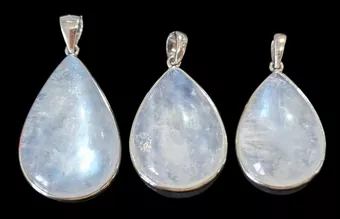 Ciondolo in argento sterling 925 con pietra di luna bianca AAA, 3 pezzi, 11,15 g