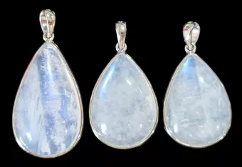 Ciondolo in argento sterling 925 con pietra di luna bianca AAA, 3 pezzi, 11,78 g