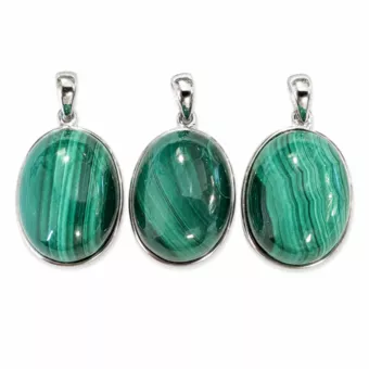 Ciondolo Argento 925 Malachite AAA 3 pezzi 11,67g