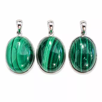 Ciondolo Argento 925 Malachite AAA 3 pezzi 11,13g