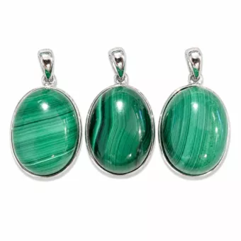 Ciondolo Argento 925 Malachite AAA 3 pezzi 11,69g
