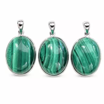 Pendente Argento 925 Malachite AAA 3 pezzi 11,77g