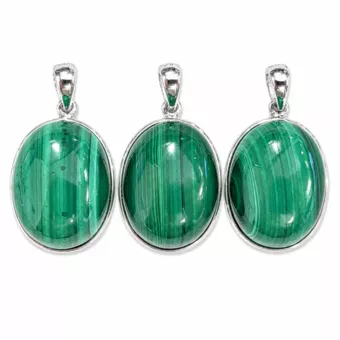 Ciondolo Argento 925 Malachite AAA 3 pezzi 11,83g