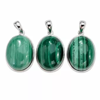 Ciondolo Argento 925 Malachite AAA  3 pezzi 11,89g