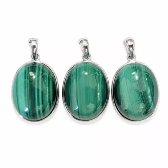 Ciondolo Argento 925 Malachite AAA 3 pezzi 11,84g
