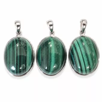 Ciondolo Argento 925 Malacite AAA 3 pezzi 11,8g