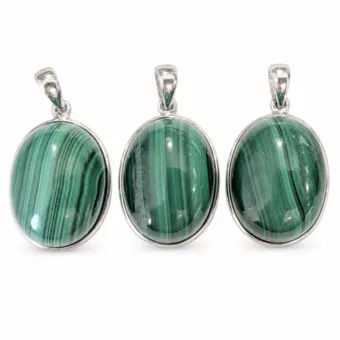 Ciondolo Argento 925 Malachite AAA 3 pezzi 11,95g