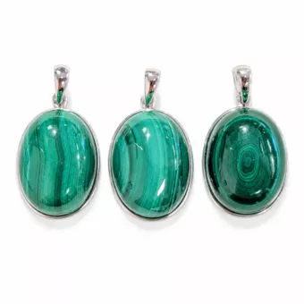Ciondolo Argento 925 Malachite AAA 3 pezzi 11,7g