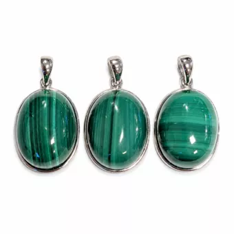 Ciondolo Argento 925 Malachite AAA 3 pezzi 11,92g