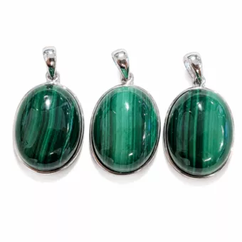 Pendente Argento 925 Malachite AAA 3 pezzi 11,98g
