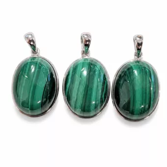 Ciondolo Argento 925 Malachite AAA 3 pezzi 11,87g