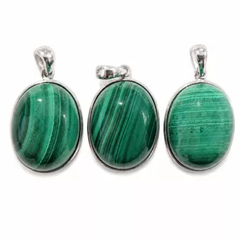 Ciondolo Argento 925 Malachite AAA 3 pezzi 12g