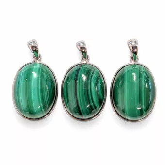 Ciondolo Argento 925 Malachite AAA 3 pezzi 11,89g
