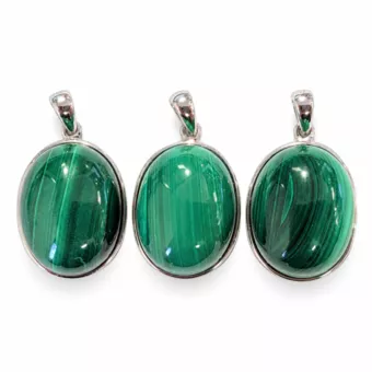 Ciondolo Argento 925 Malachite AAA 3 pezzi 12,09g