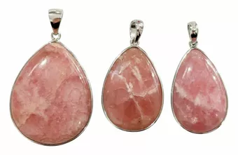 Ciondolo in argento sterling 925 con rodocrosite, argentino AA+, 3 pezzi, 13,56 g