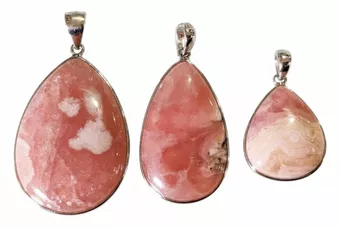 Ciondolo in argento sterling 925 con rodocrosite, argentino AA+, 3 pezzi, 13,52 g