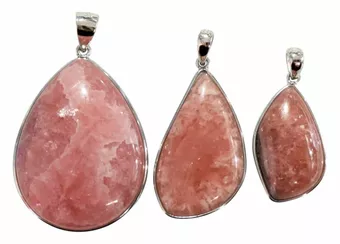 Ciondolo in argento sterling 925 con rodocrosite, argentino AA+, 3 pezzi, 14,17 g