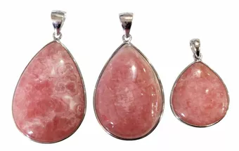 Ciondolo in argento sterling 925 con rodocrosite, argentino AA+, 3 pezzi, 14,36 g