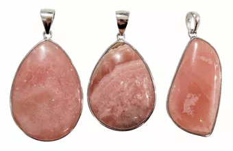 Ciondolo in argento sterling 925 con rodocrosite, argentino AA+, 3 pezzi, 13,49 g