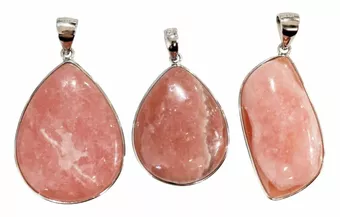 Ciondolo in argento sterling 925 con rodocrosite, argentino AA+, 3 pezzi, 14,16 g