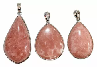 Ciondolo in argento sterling 925 con rodocrosite, argentino AA+, 3 pezzi, 12,92 g
