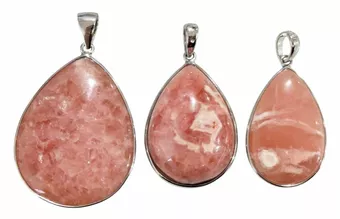 Ciondolo in argento sterling 925 con rodocrosite, argentino AA+, 3 pezzi, 14,53 g