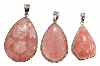 Ciondolo in argento sterling 925 con rodocrosite, argentino AA+, 3 pezzi, 14,7 g
