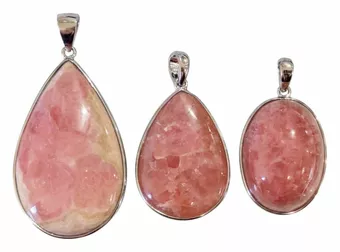 Ciondolo in argento sterling 925 con rodocrosite, argentino AA+, 3 pezzi, 15,7 g