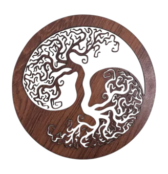 Cartello magnetico in legno Albero della vita Ying Yang 18 cm per HMD999