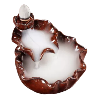 Porta incenso in ceramica a riflusso con cascata di fiori di loto 6 cm