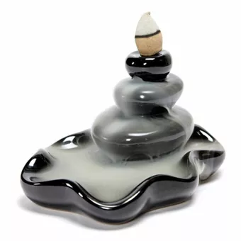 Porta incenso Backflow Fontana in pietra Zen in ceramica 8 cm