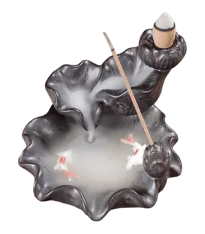 Portaincenso a riflusso in ceramica a cascata Koi Fish 8cm