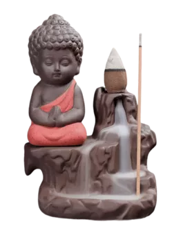Porta incenso in ceramica con riflusso Buddha rosso 12 cm