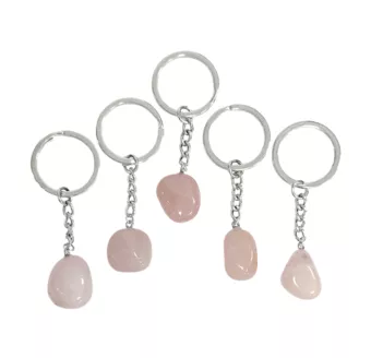 Portachiavi in quarzo rosa 30 mm x5